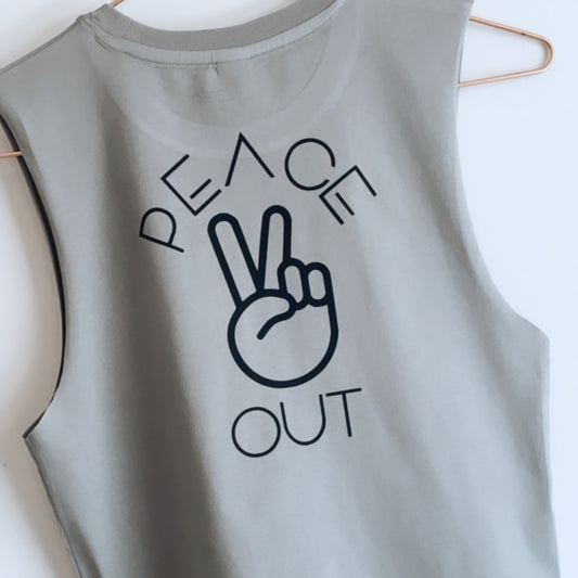 PEACE OUT Muscle Tee :: Sage - Tully and the Chief