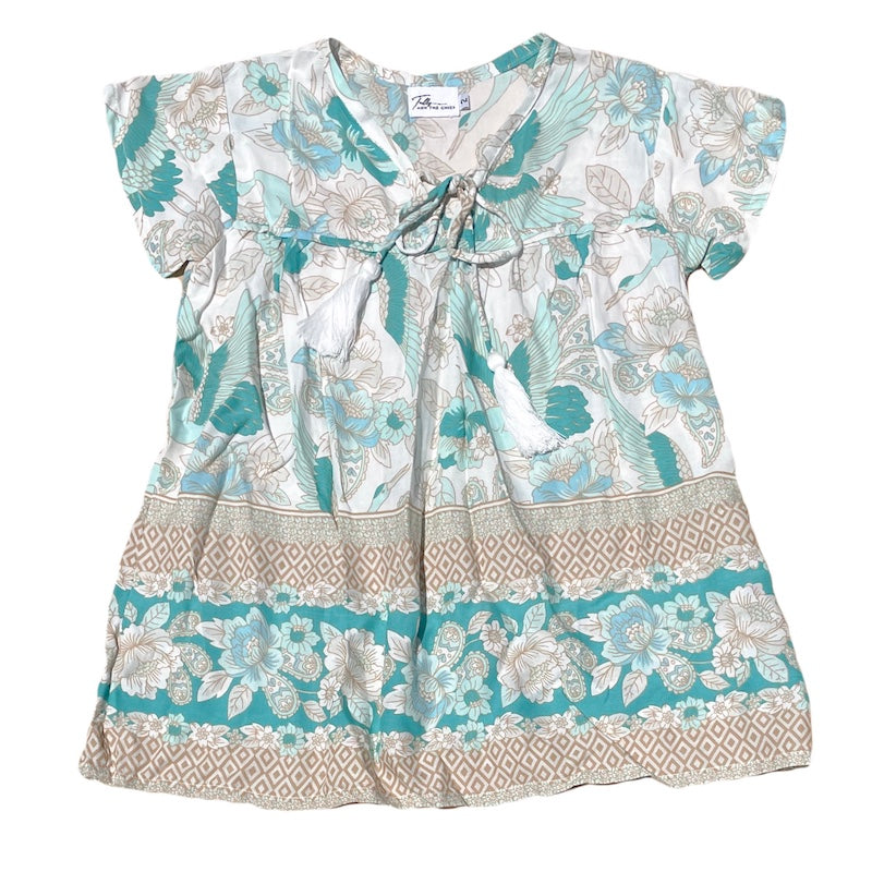 DAZIE BOHO DRESS- teal birds of paradise - Tully and the Chief